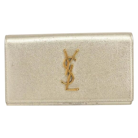Authentic SAINT LAURENT Leather Gold Tone Wallet bst339-121825 - Picture 1 of 16
